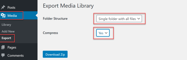 Export Media Library Settings